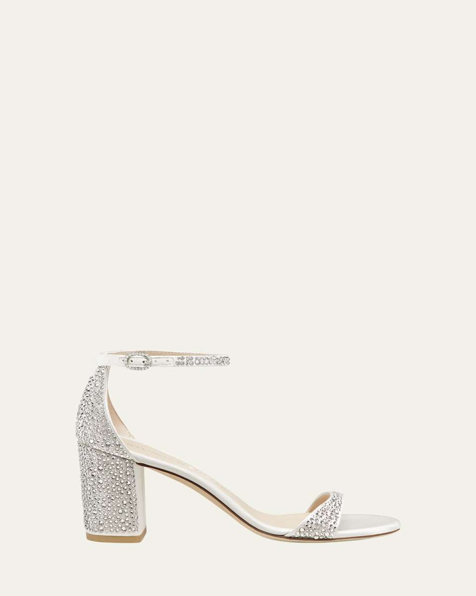 Nudist Embellished Satin Ankle-Strap Sandals